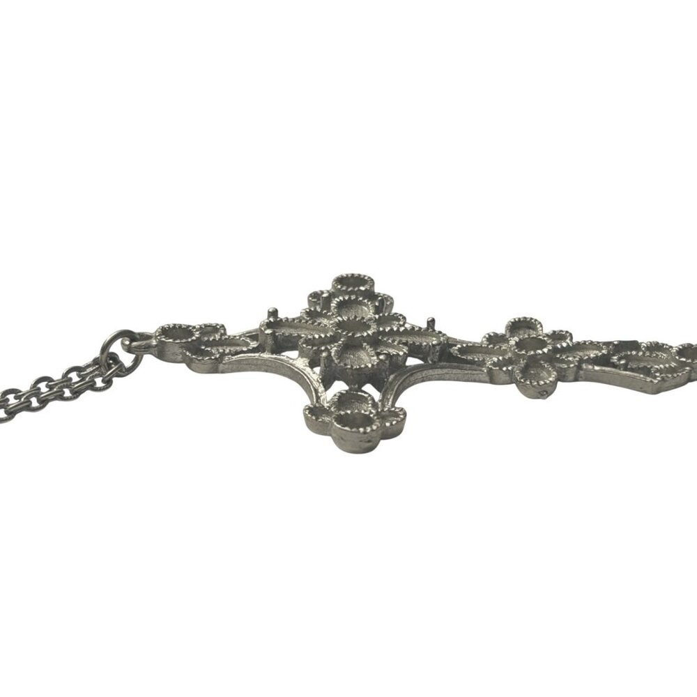 Sacred Grace Cross pendant blank BIG 3.5” floral necklace 23” religious gift - Picture 8 of 13